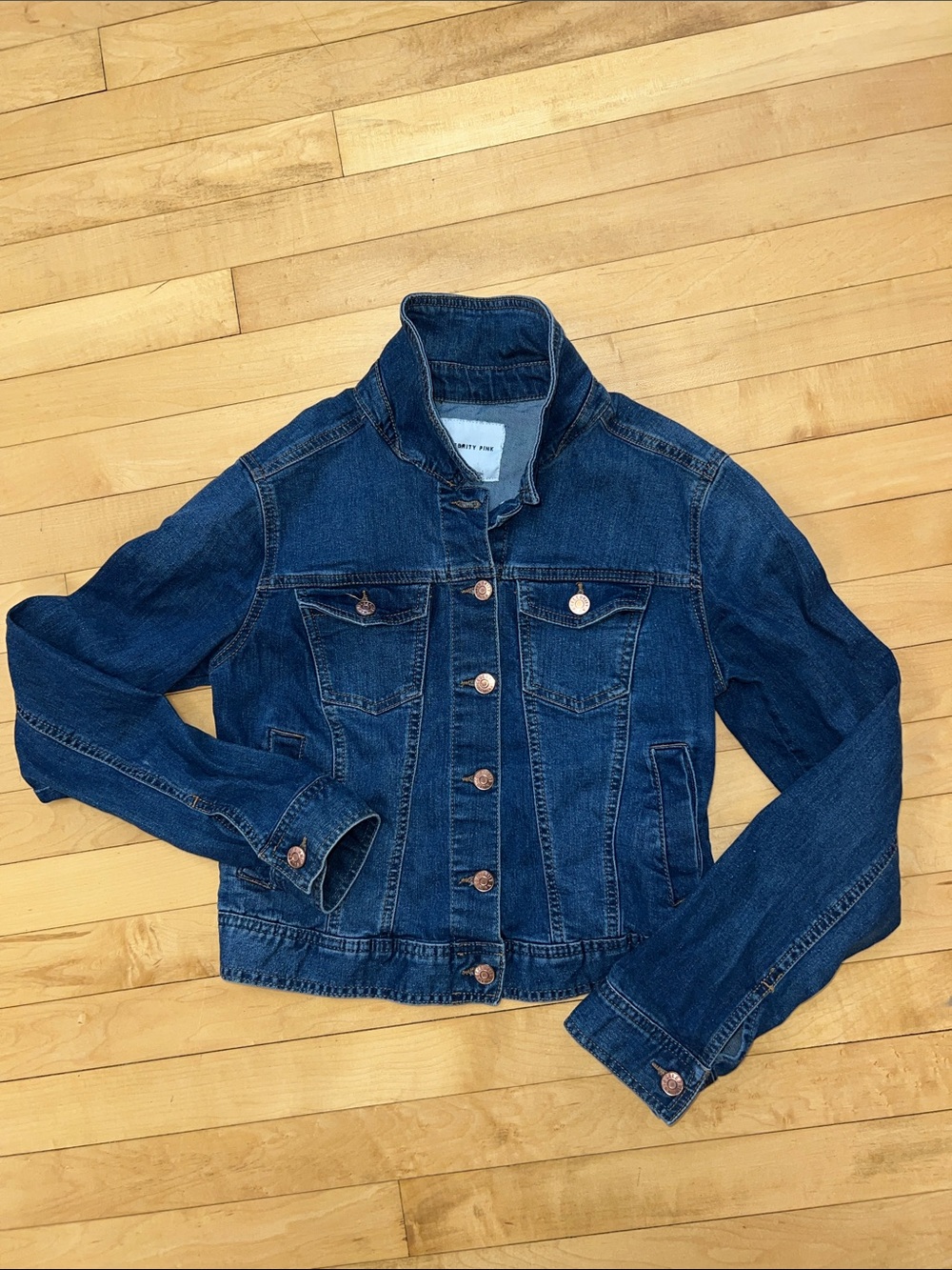 Celebrity Pink Dark Blue Denim Jacket